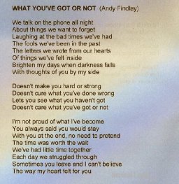 What You've Got Or Not