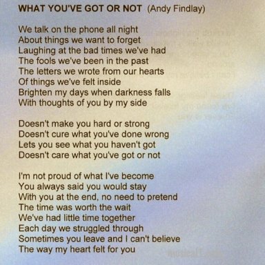 What You've Got Or Not